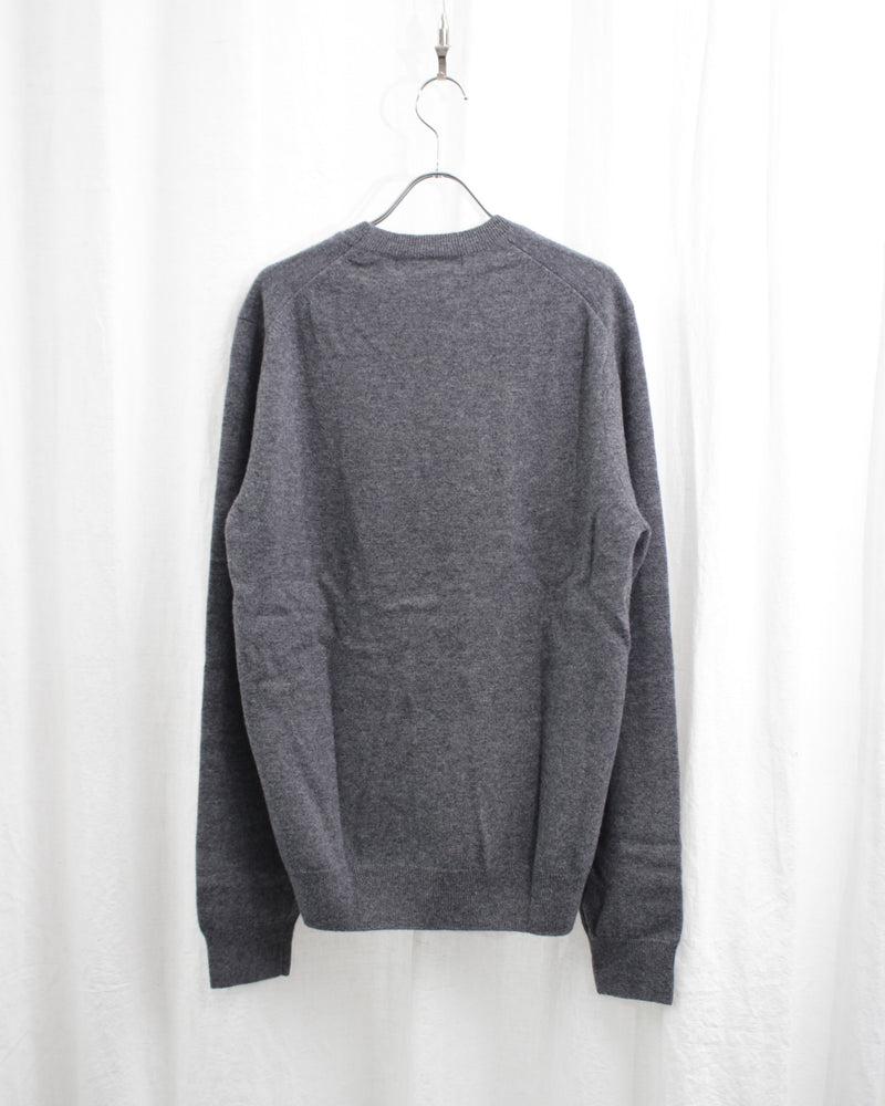 FULLY FASHIONED KNIT ROUND-NECK PULLOVER (FZ-N108-051) Top Grey