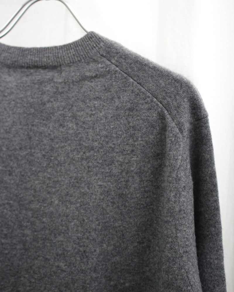 FULLY FASHIONED KNIT ROUND-NECK PULLOVER (FZ-N108-051) Top Grey