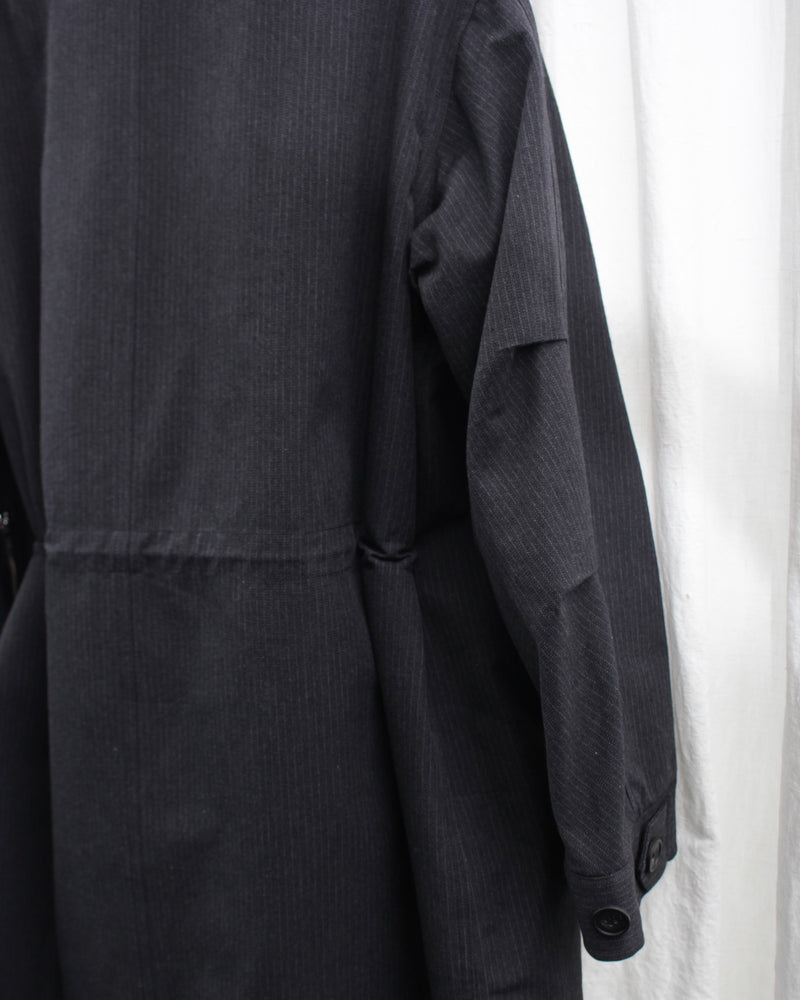 STAND COLLAR COAT (E11C003) Charcoal Stripe