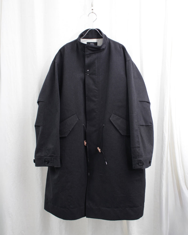 STAND COLLAR COAT (E11C003) Charcoal Stripe