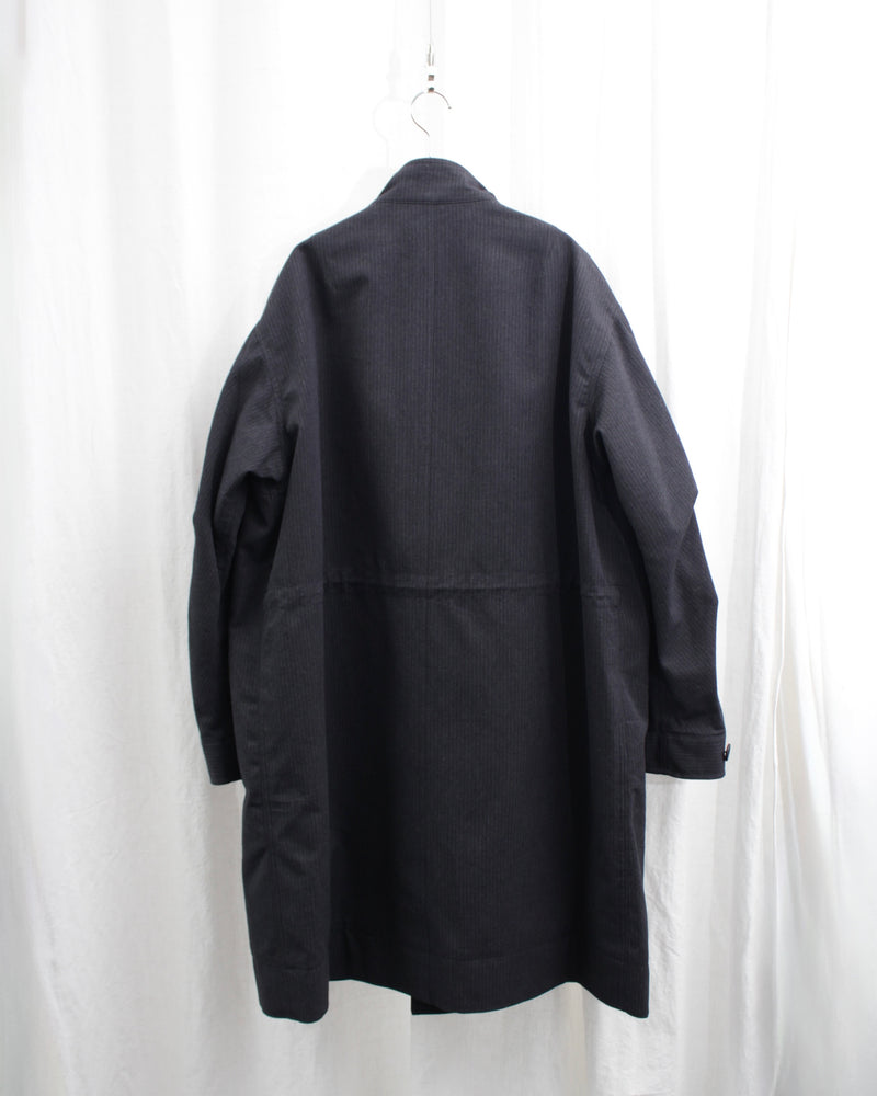 STAND COLLAR COAT (E11C003) Charcoal Stripe