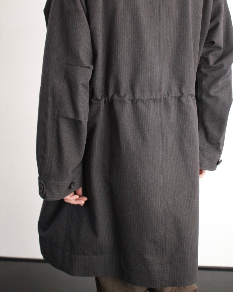 STAND COLLAR COAT (E11C003) Charcoal Stripe