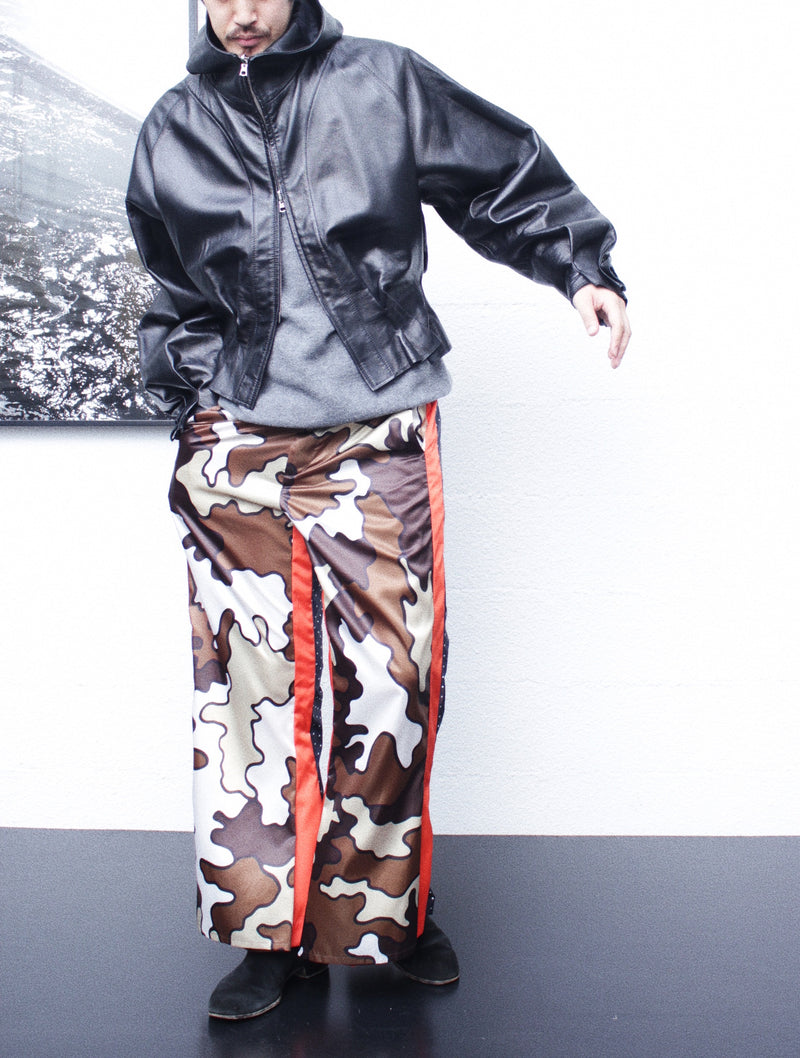 Omar Afridi / << Re: >> PLEATED LEATHER HOODIE - Black (OA-AW22-BZ-102-01)