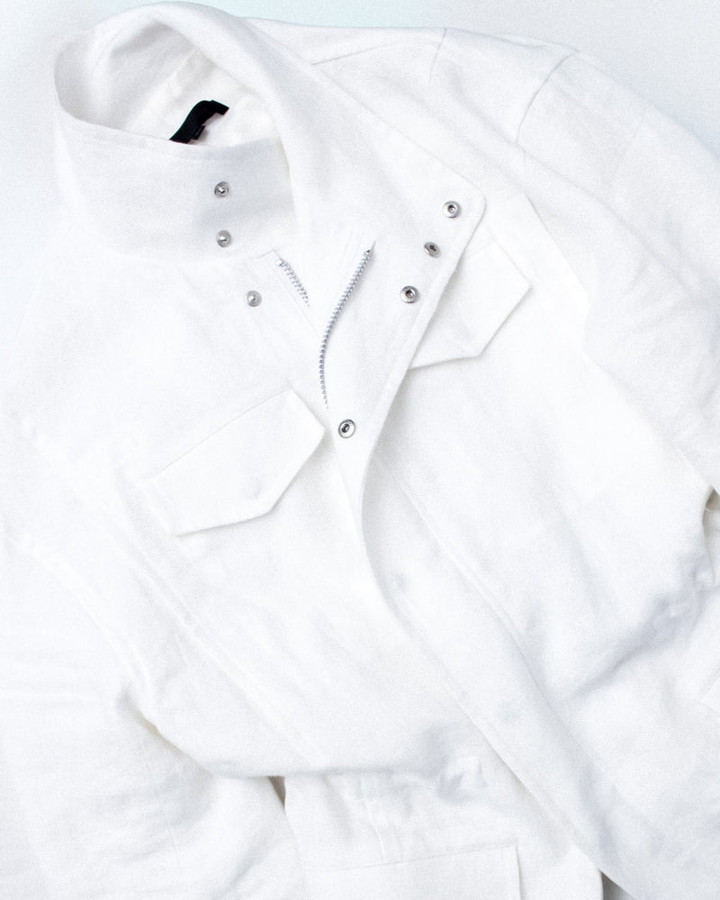 シャツ OMAR AFRIDI - Draped Layer Coat - White OMAR AFRIDI / ARNATT JACKET WHITE LINEN - White (OA-SS26-BZ-102