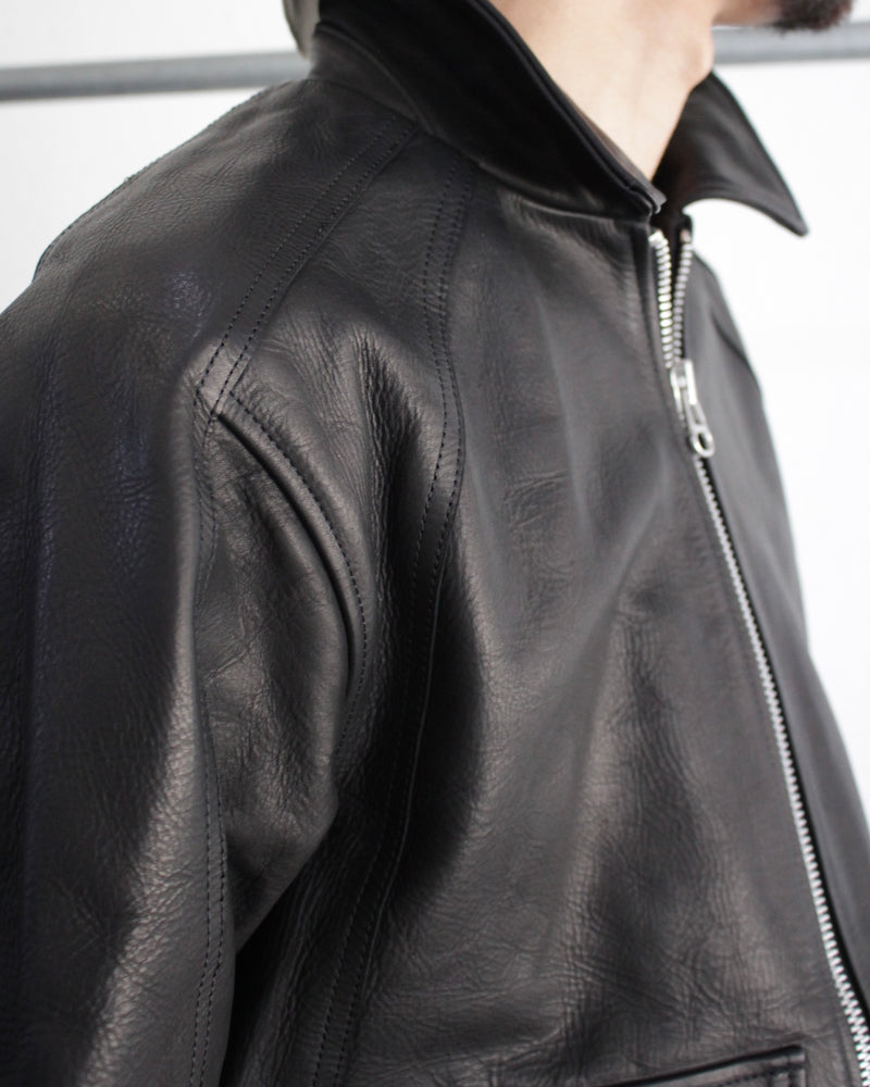 BEADED LEATHER FLIGHT JACKET (002342501-MKT) Black