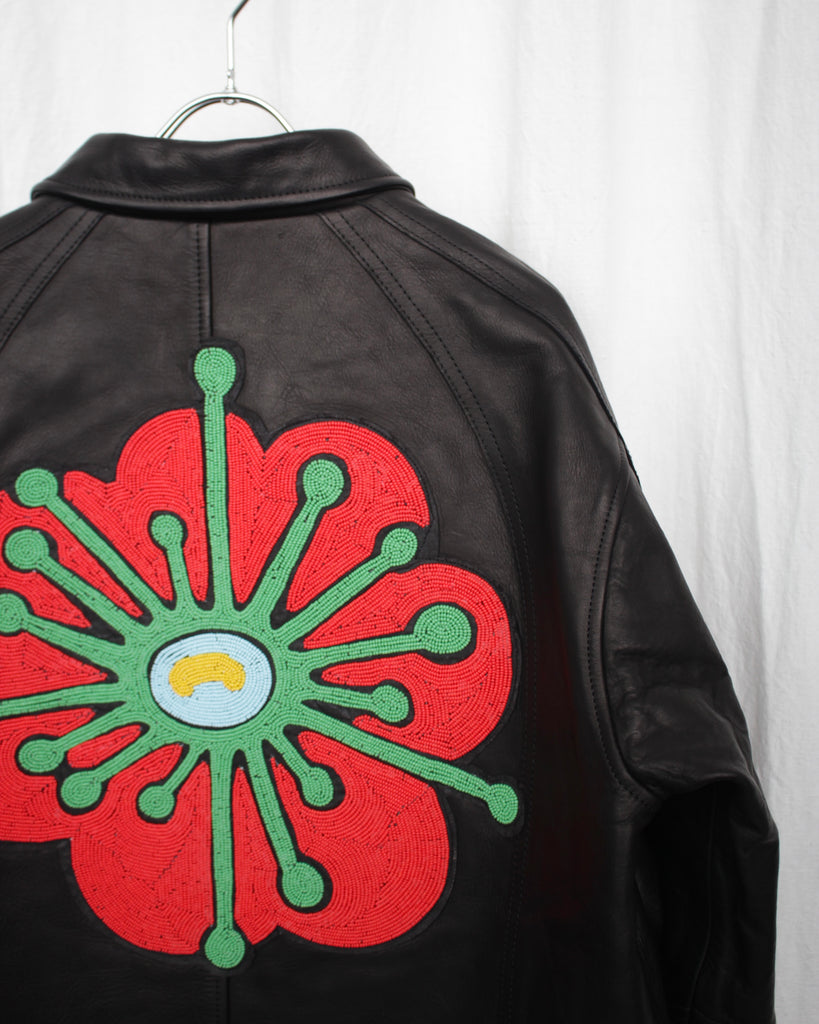 FAF / BEADED LEATHER FLIGHT JACKET (002342501-MKT) Black – Mukta / Sal 