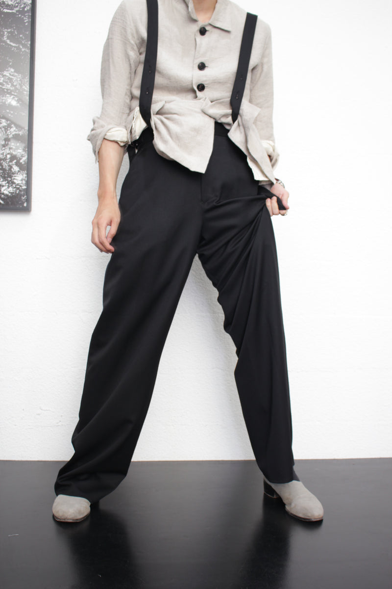 SULVAM / CLASSIC SUSPENDER SLACKS - Black (W-P04-100)