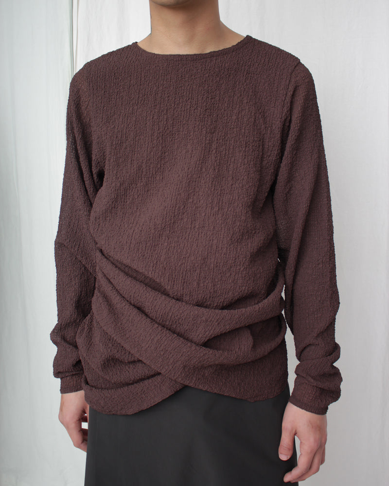 DRAPED L/S TOP (SS25-JER-104-04) Brown