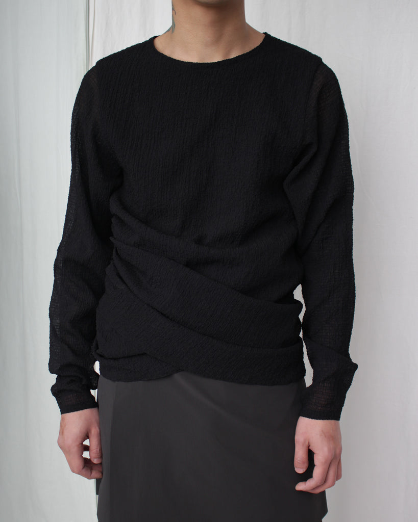 Omar Afridi / DRAPED L/S TOP (SS25-JER-104-01) Black – Mukta