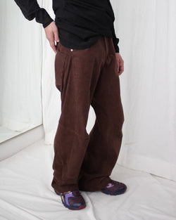 KNEE DARTED FLARE TROUSERS (SS25-TRS-104-03) Dark Brown