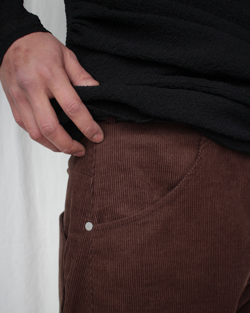 KNEE DARTED FLARE TROUSERS (SS25-TRS-104-03) Dark Brown