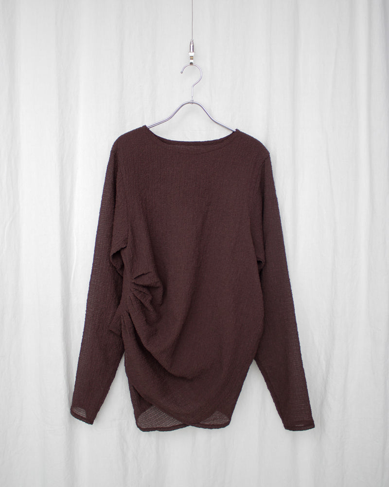 DRAPED L/S TOP (SS25-JER-104-04) Brown