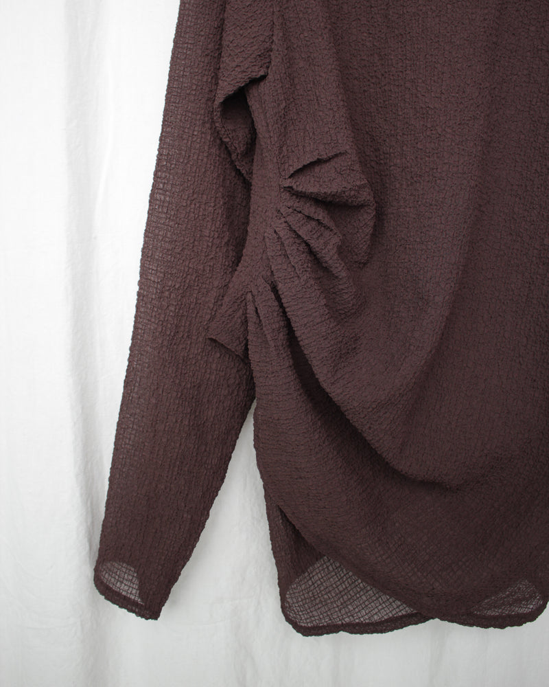 DRAPED L/S TOP (SS25-JER-104-04) Brown