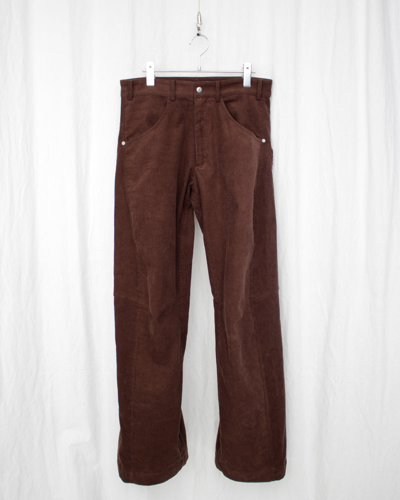 KNEE DARTED FLARE TROUSERS (SS25-TRS-104-03) Dark Brown