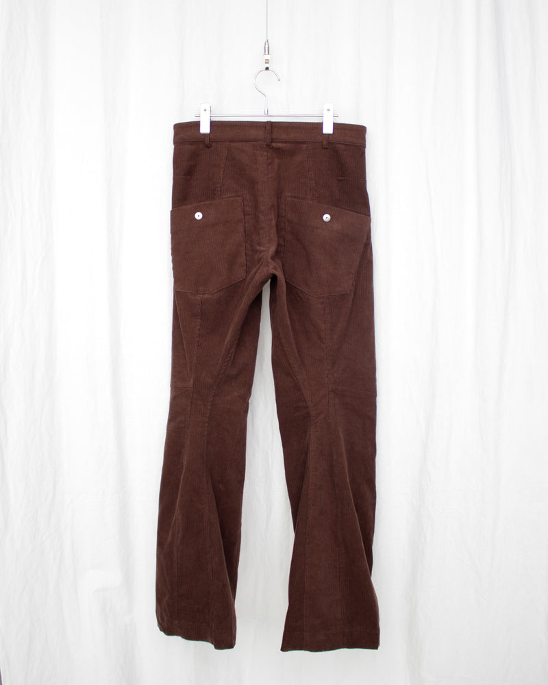 KNEE DARTED FLARE TROUSERS (SS25-TRS-104-03) Dark Brown