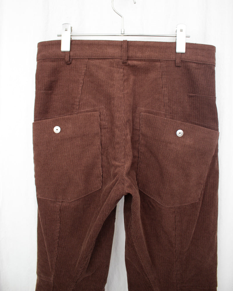 KNEE DARTED FLARE TROUSERS (SS25-TRS-104-03) Dark Brown