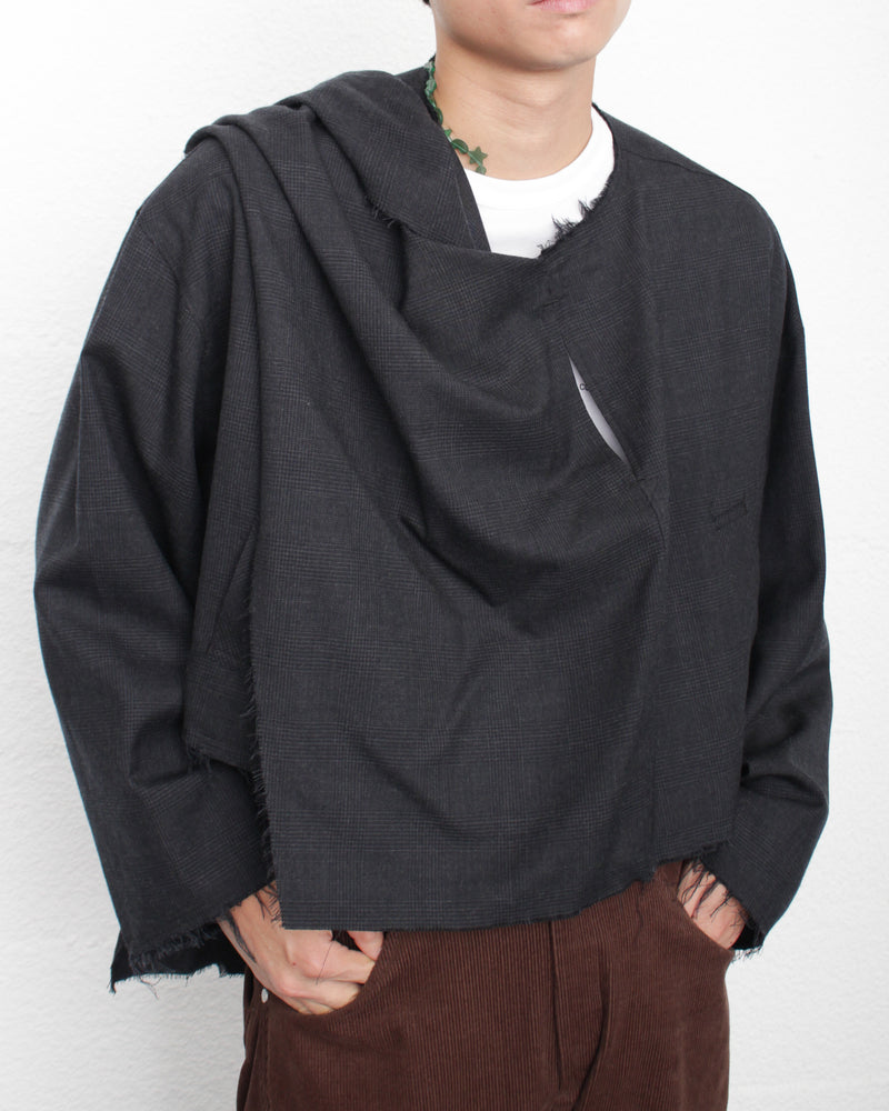 sulvam サルバム　19aw テープデザイン　ノーカラー　ウールジャケット サルバム sulvam Slash Over Jacket （Black） - ファッション
