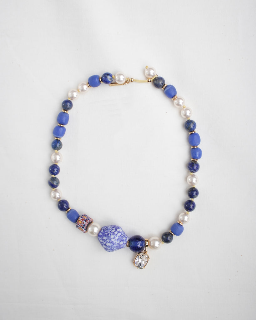 WALES BONNER / STORY NECKLACE (UA24NK02-599) Blue / White – Mukta 
