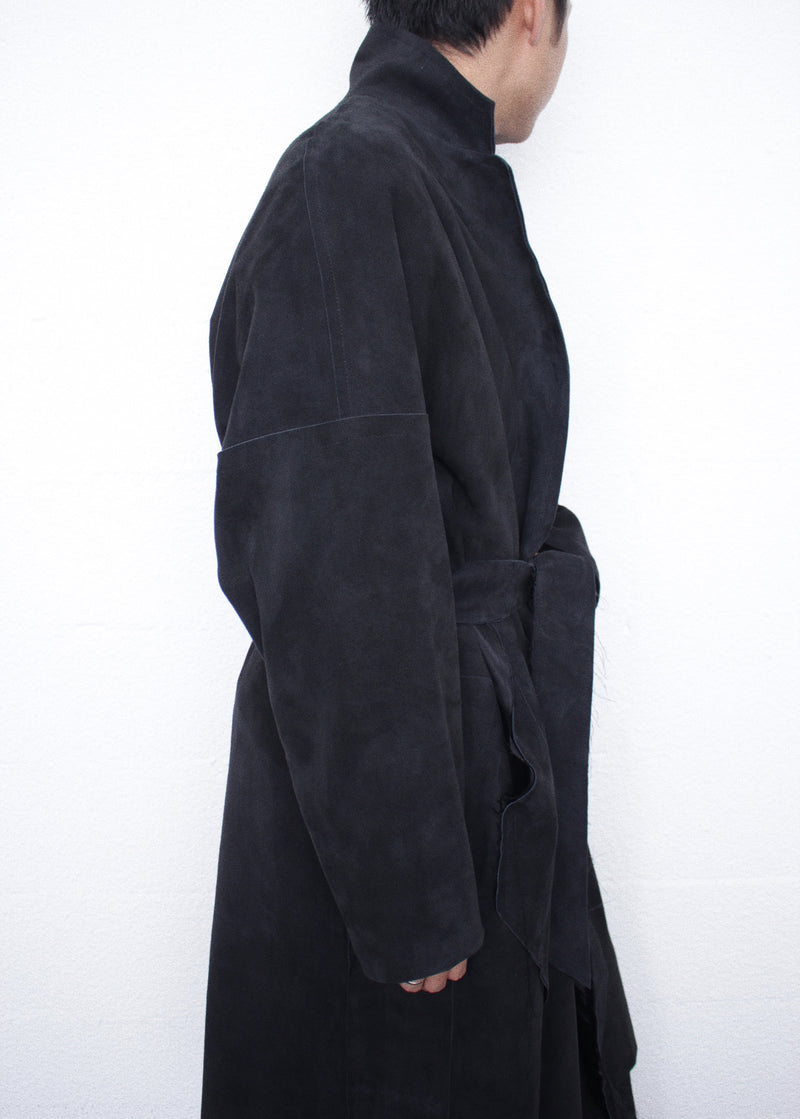 SULVAM / CLASSIC LEATHER GOWN COAT - Black (M-L01-900)