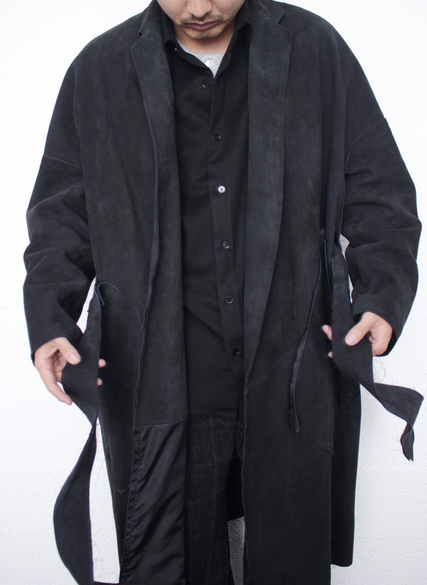 SULVAM / CLASSIC LEATHER GOWN COAT - Black (M-L01-900)