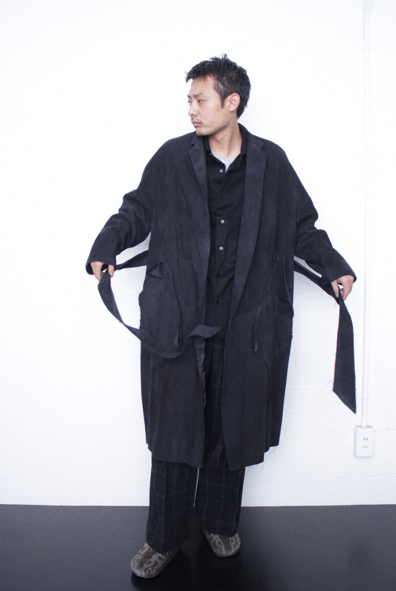 SULVAM / CLASSIC LEATHER GOWN COAT - Black (M-L01-900)