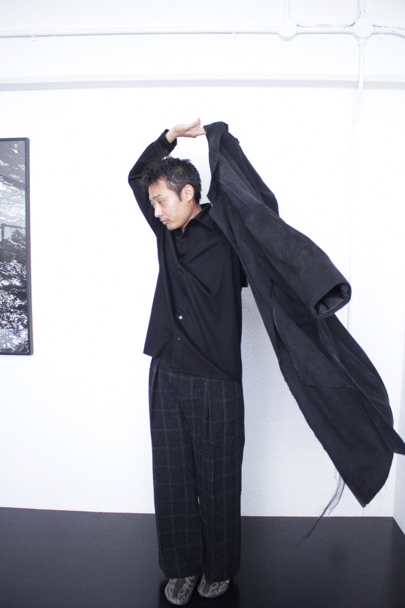 SULVAM / CLASSIC LEATHER GOWN COAT - Black (M-L01-900)