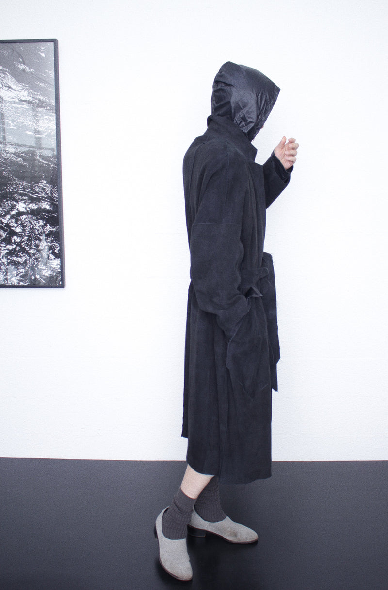 SULVAM / CLASSIC LEATHER GOWN COAT - Black (M-L01-900)