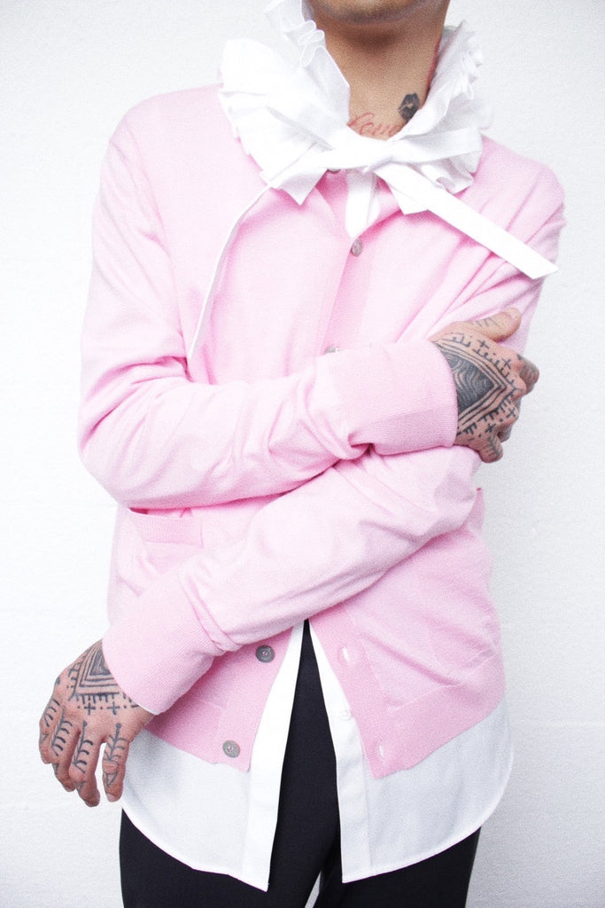 MANHOLE / HIGH GAUGE CREWNECK CARDIGAN (MNH24-001) Pink – Mukta / Sal