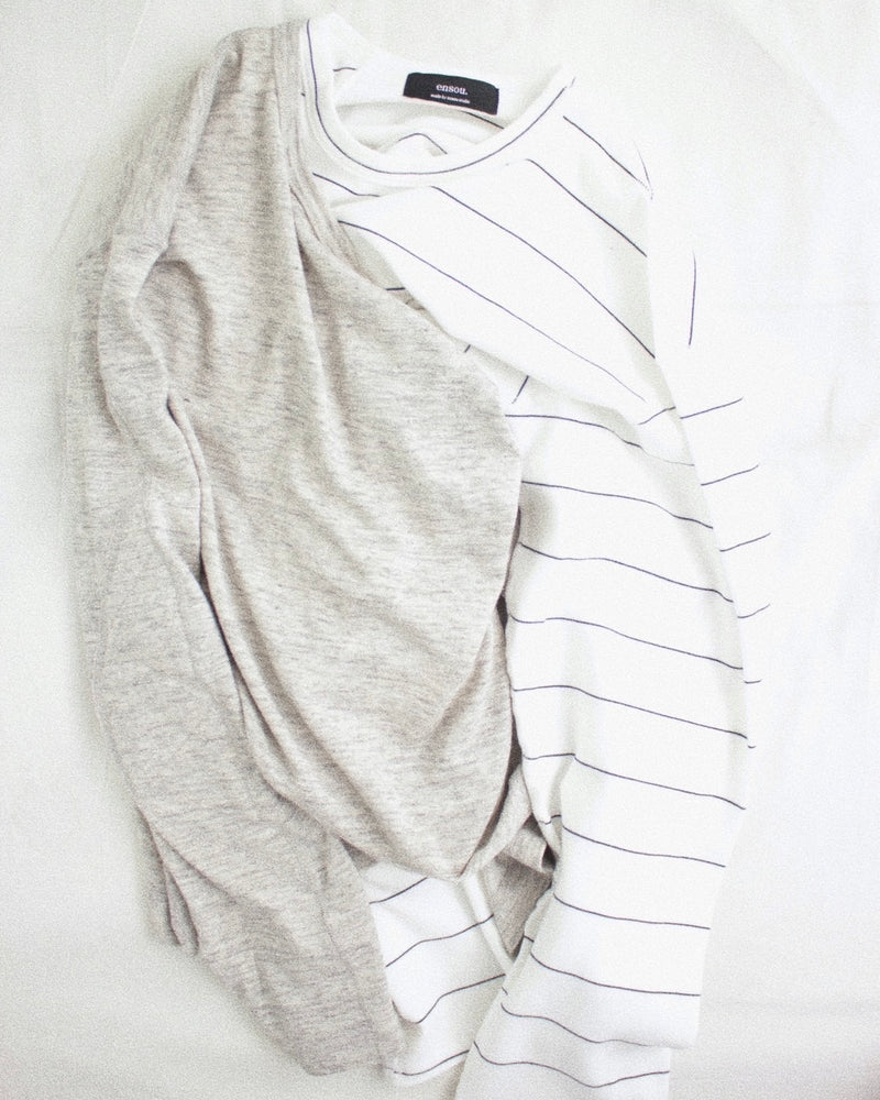 ENSOU. / D-SHAPED LONG SLEEVE TEE - Top Grey (E13T004)