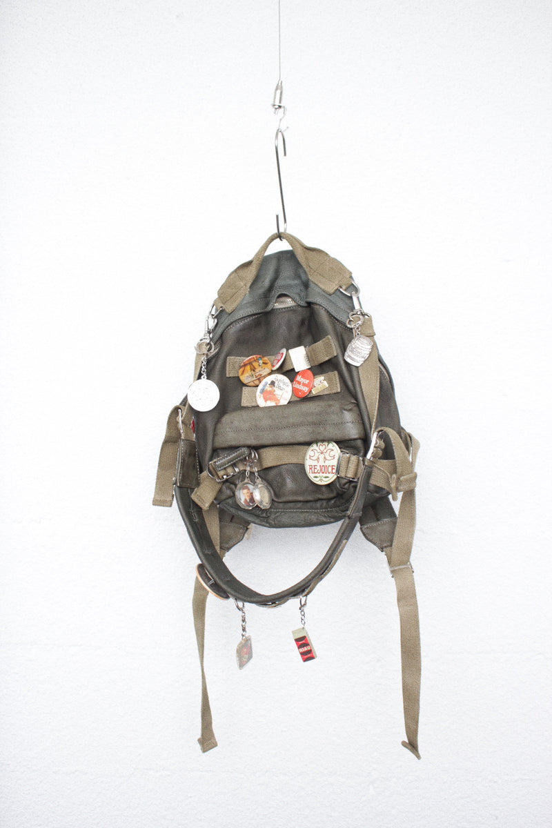 LES SIX / PINNED LEATHER RUCK - Green (sextio-fyra-9-ruck-a)