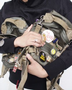 LES SIX / PINNED LEATHER RUCK - Green (sextio-fyra-9-ruck-c)