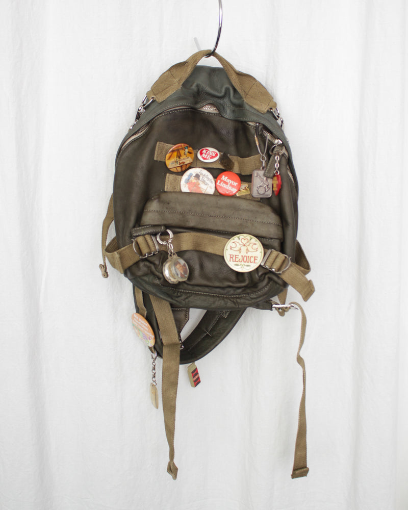 LES SIX / PINNED LEATHER RUCK - Green (sextio-fyra-9-ruck-a)