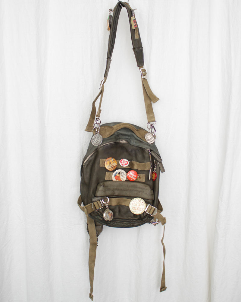 LES SIX / PINNED LEATHER RUCK - Green (sextio-fyra-9-ruck-a)