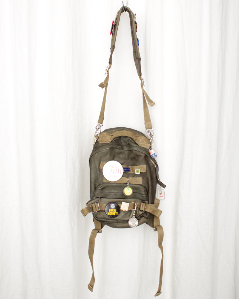 LES SIX / PINNED LEATHER RUCK - Green (sextio-fyra-9-ruck-b)