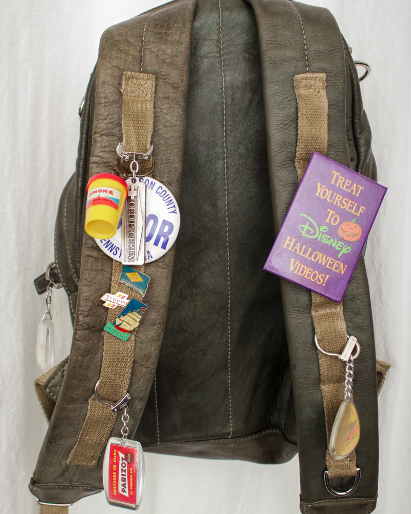 LES SIX / PINNED LEATHER RUCK - Green (sextio-fyra-9-ruck-b)