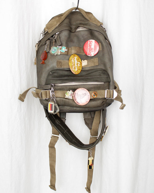 LES SIX / PINNED LEATHER RUCK - Green (sextio-fyra-9-ruck-c)