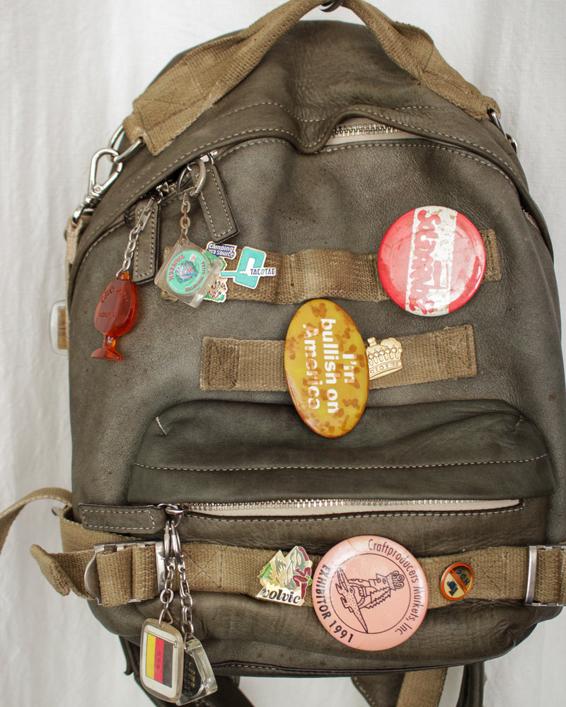 LES SIX / PINNED LEATHER RUCK - Green (sextio-fyra-9-ruck-c)