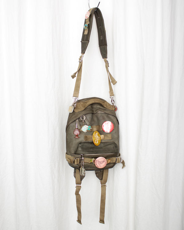 LES SIX / PINNED LEATHER RUCK - Green (sextio-fyra-9-ruck-c)