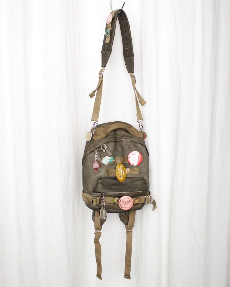 LES SIX / PINNED LEATHER RUCK - Green (sextio-fyra-9-ruck-c)