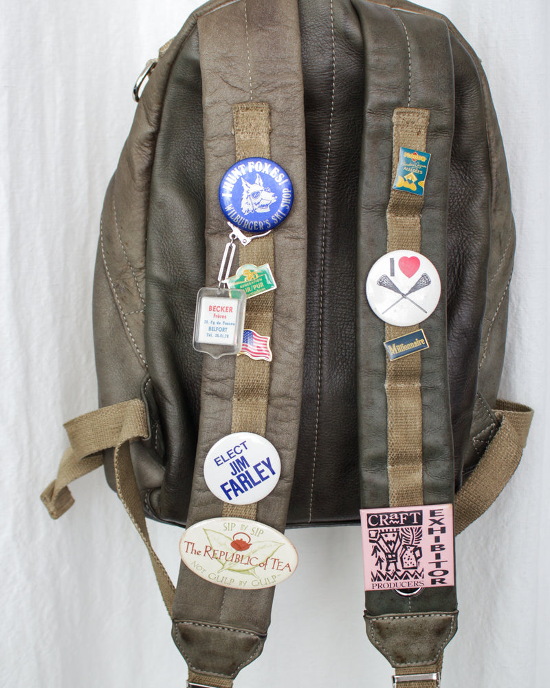LES SIX / PINNED LEATHER RUCK - Green (sextio-fyra-9-ruck-c)