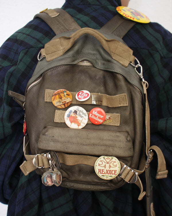 LES SIX / PINNED LEATHER RUCK - Green (sextio-fyra-9-ruck-a)
