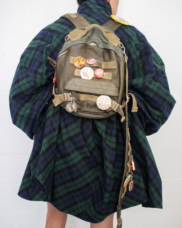 LES SIX / PINNED LEATHER RUCK - Green (sextio-fyra-9-ruck-a)