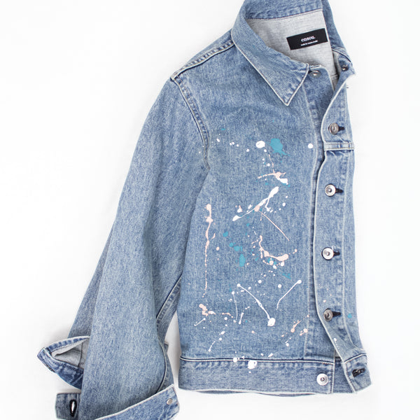 ENSOU. / ERASED JEAN JACKET-SPLASH (E14J008) BLUE – Mukta / Sal