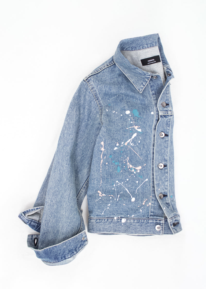 週末値下！定価20万ensou オンブレチェックコルビジェジャケット ENSOU. / ERASED JEAN JACKET-SPLASH (E14J008) BLUE – Mukta / Sal