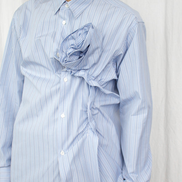 COMME DES GARÇONS SHIRT / COTTON STRIPE POPLIN WITH 3D ROSE COMME DES GARÇONS SHIRT / COTTON STRIPE POPLIN WITH 3D ROSE