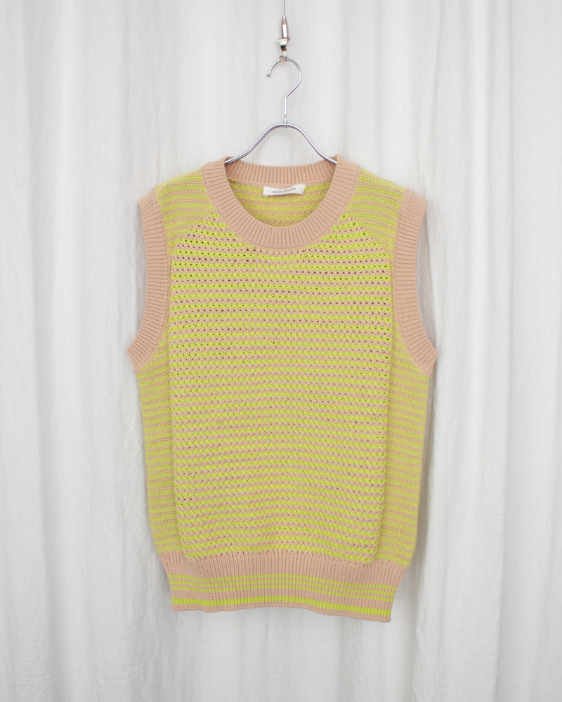 WALES BONNER / UNITY VEST - Lime And Beige (MS24KN05-PL04-1670)