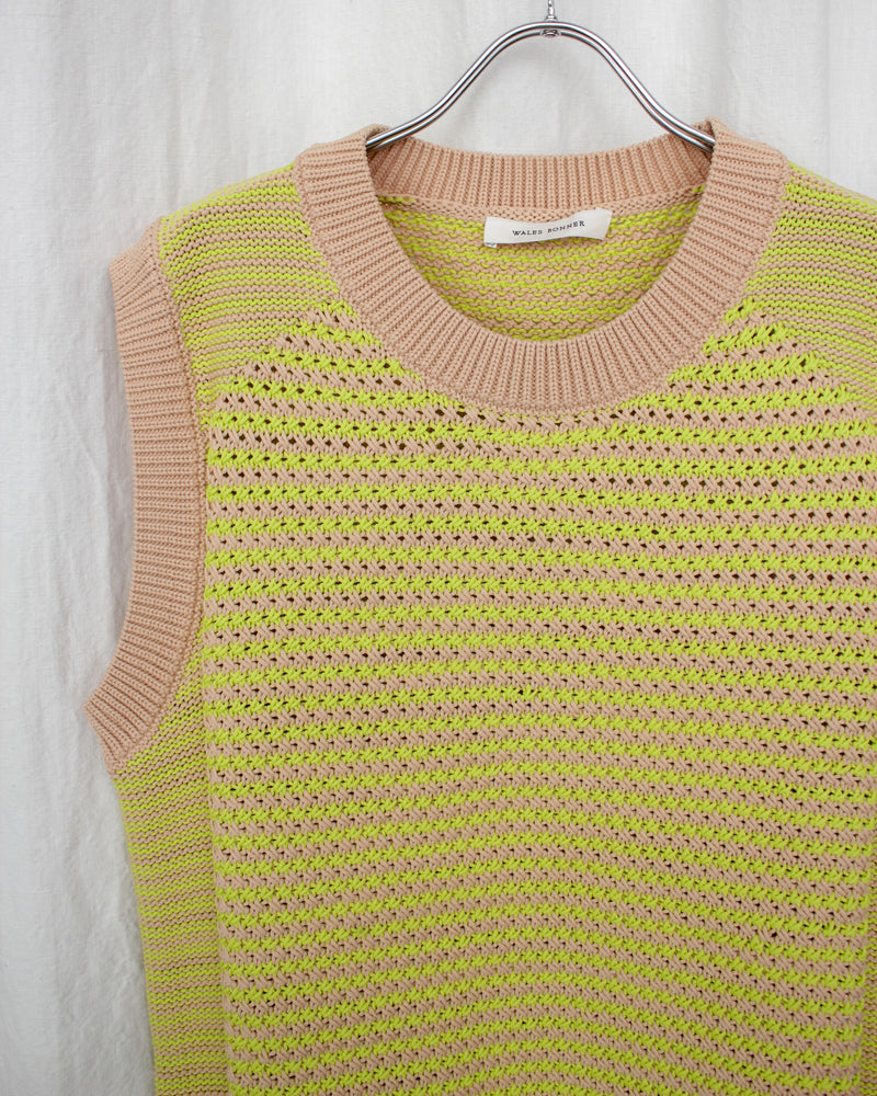 WALES BONNER / UNITY VEST - Lime And Beige (MS24KN05-PL04-1670)