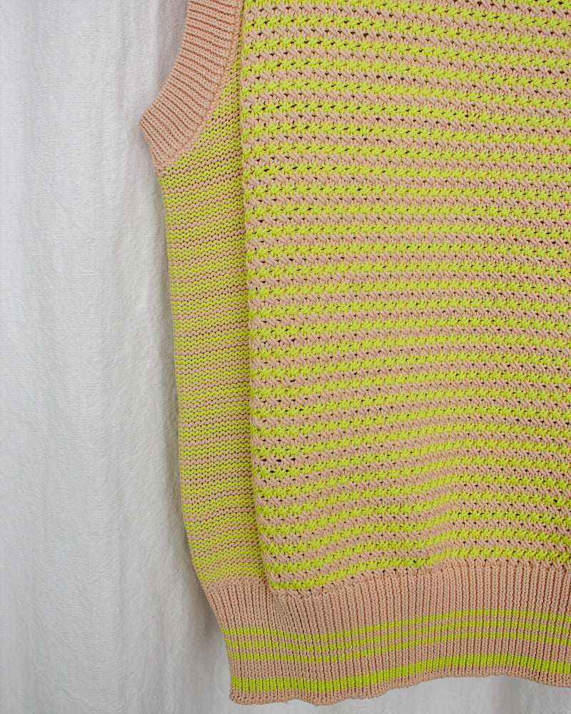 WALES BONNER / UNITY VEST - Lime And Beige (MS24KN05-PL04-1670)