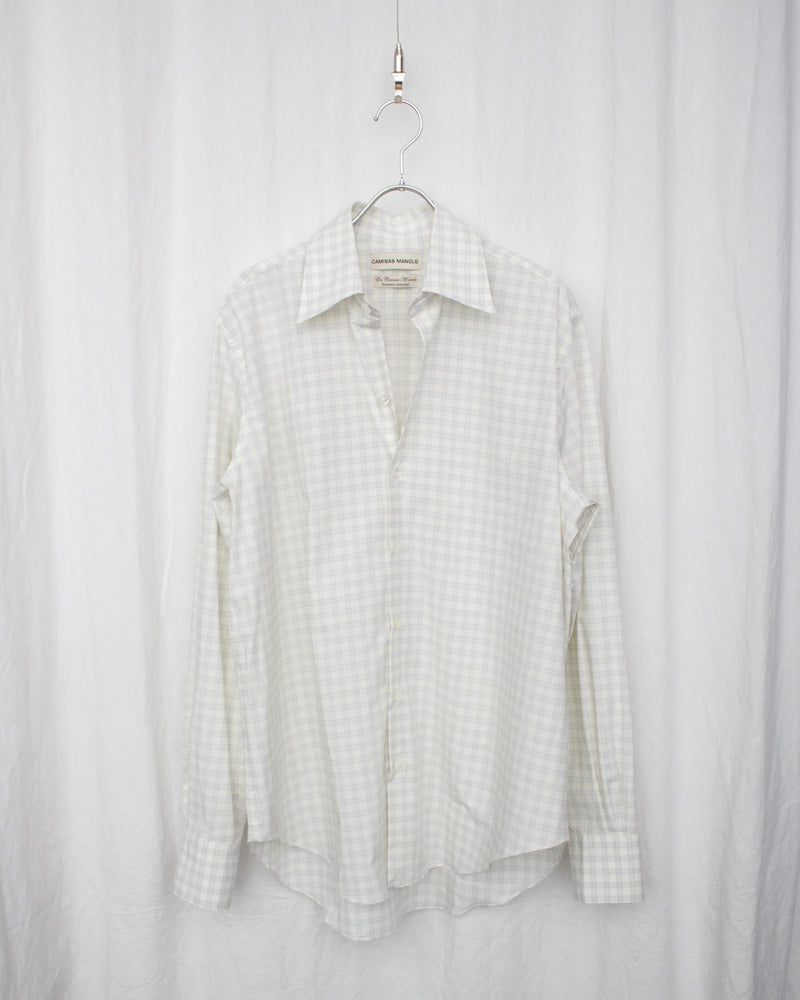 OFF WHITE GREY CHECKS NORMAL SHIRT (CM-FIG-02A) Off White