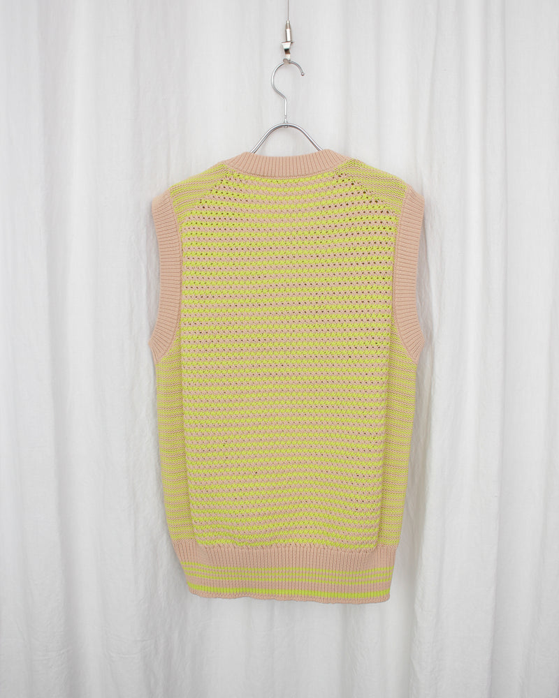 WALES BONNER / UNITY VEST - Lime And Beige (MS24KN05-PL04-1670)